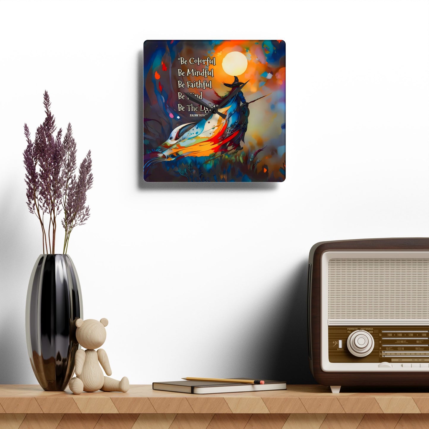 Colorful Witch Wall Clock