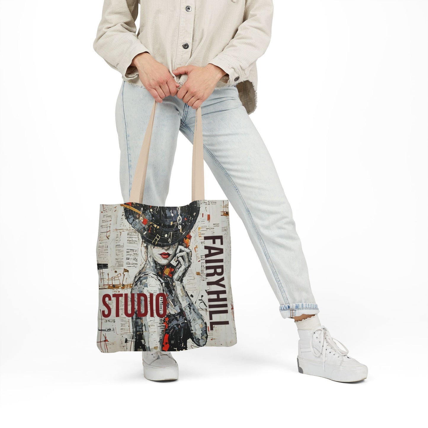 Colorful FairyHill Studio Red phone- Canvas Tote Bag - Perfect for Beach Days, Eco-Friendly Shopping, and Summer Fun!