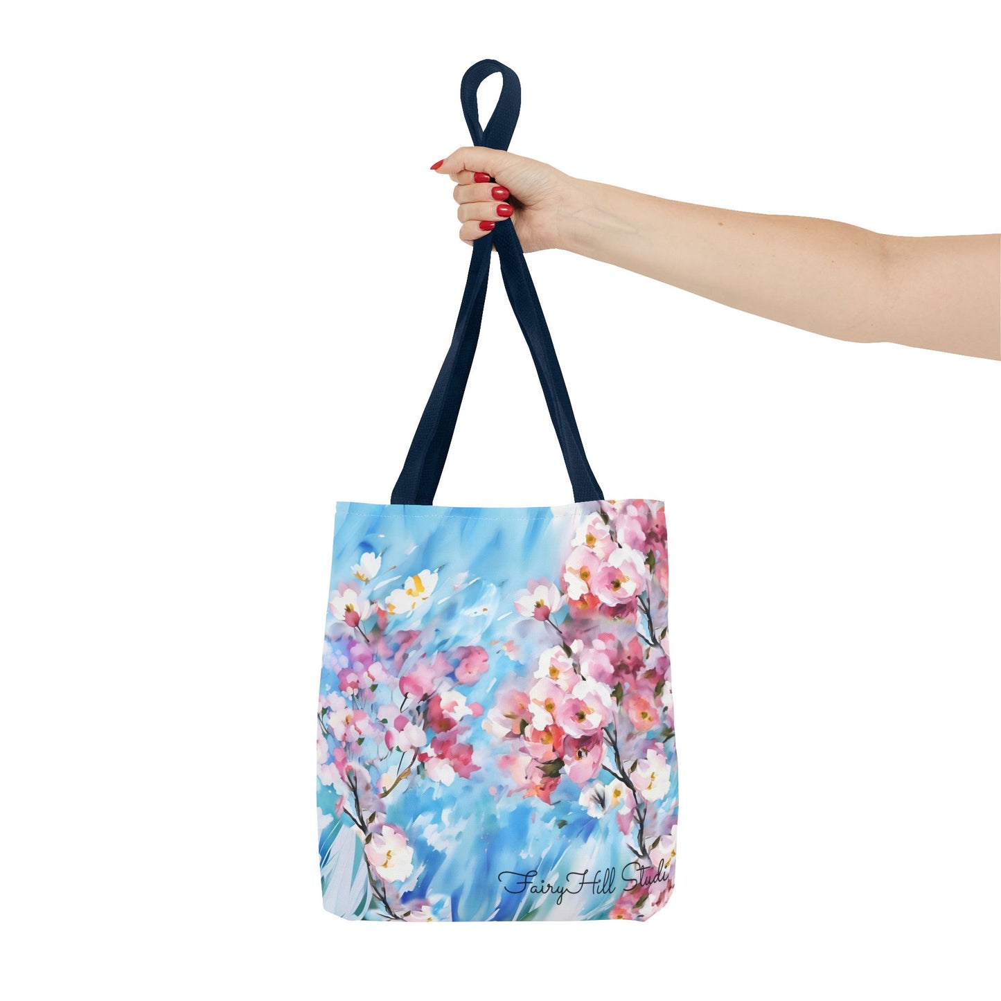 Canvas Tote Bag with Floral Cherry Blossom Design