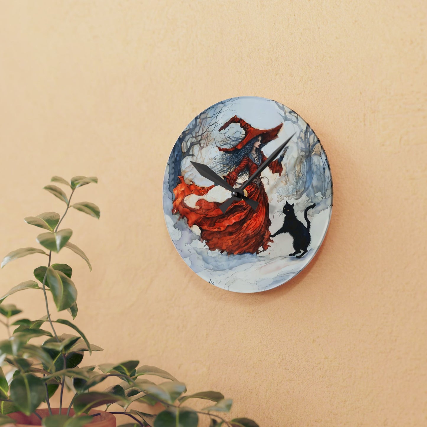 Crimson snow witch - by Fairyhill Studio  Wall clock  Gift   Acrylic Wall Clock