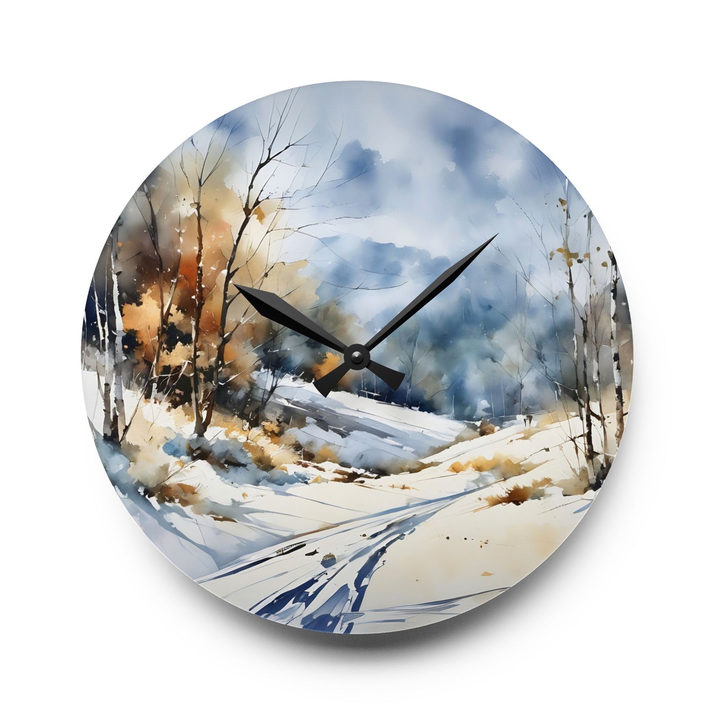 Acrylic Wall Clock Winter Scene Art - Fairyhill Studio