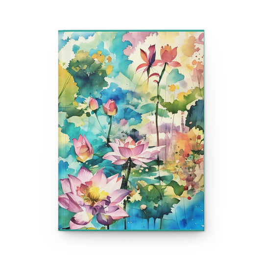 Hardcover Journal Matte - Monet's Pond Lotus Flowers Art by Fairyhill Studio