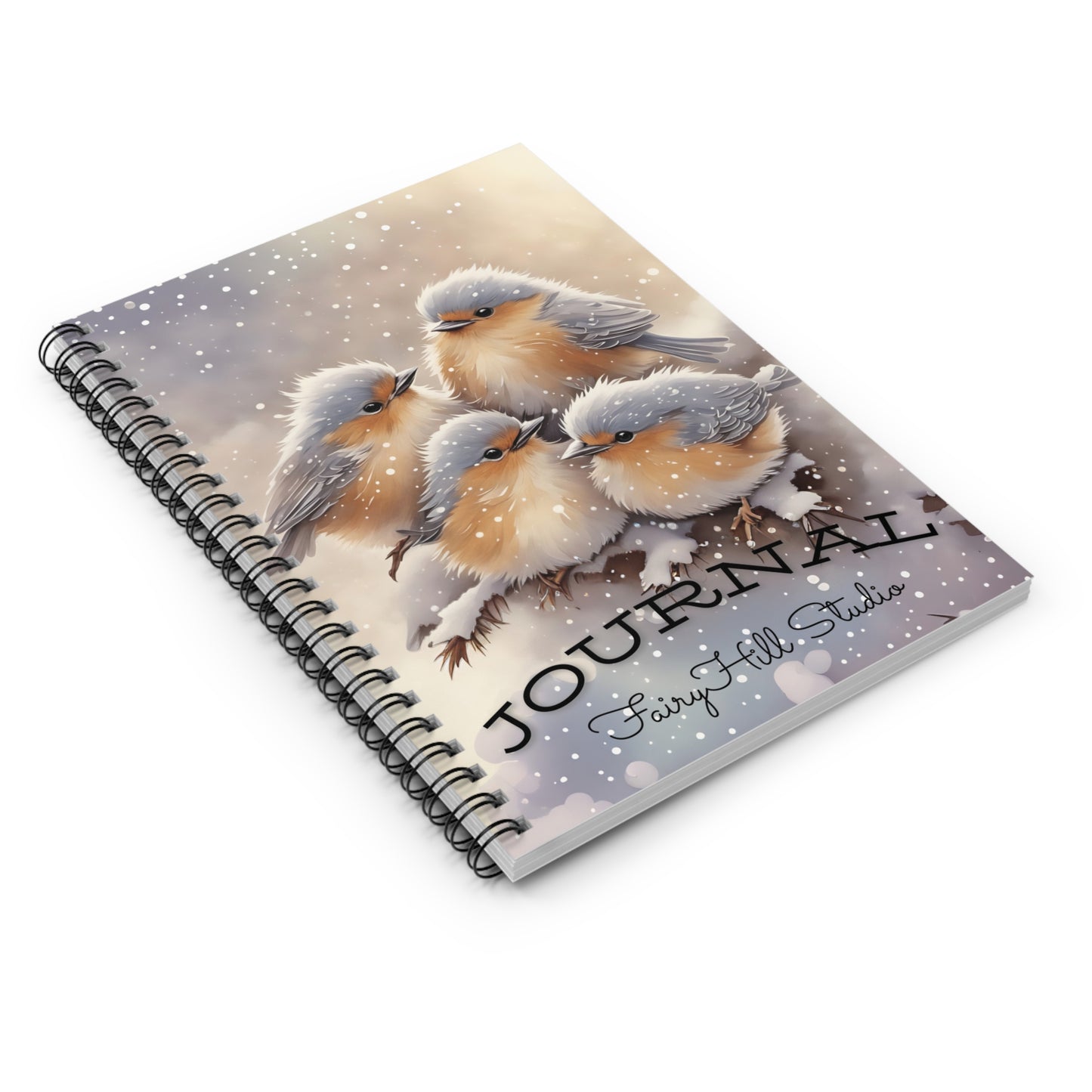 Spiral Notebook - Winter Birds Ruled Line Journal by Fairyhill studio