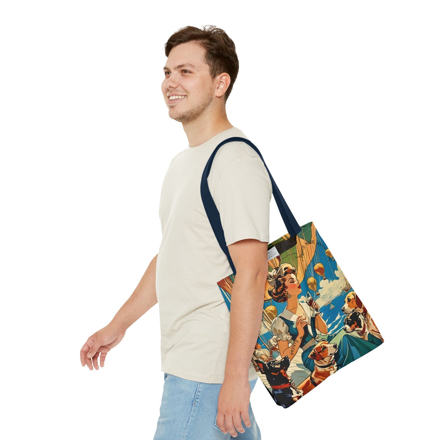 Vintage Hot Air Balloon Dog Lover Tote Bag