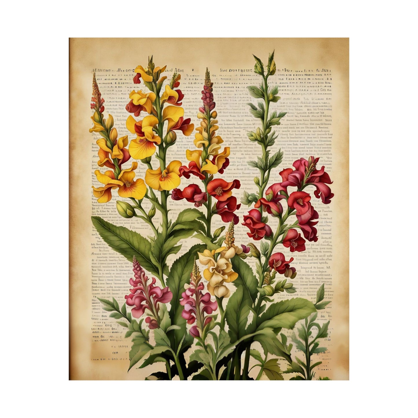 Botanical Vertical Posters - Vintage Antirrhinum Snapdragons