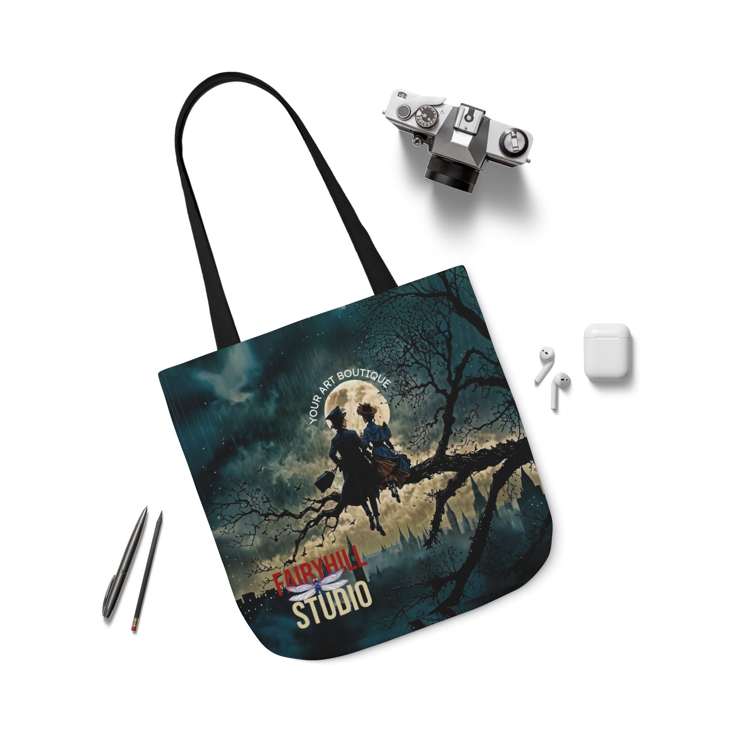 London moon under Rain Canvas Tote Bag - Perfect for Beach Days, Eco-Friendly Shopping, and Summer Fun!