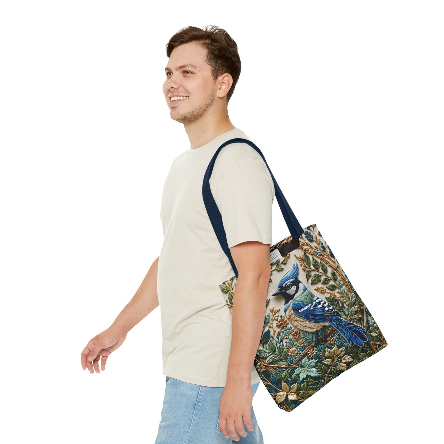 Designer Tote Bag - Blue Jay Bird William Morris Inspired | Eco-Friendly Shopping Bag