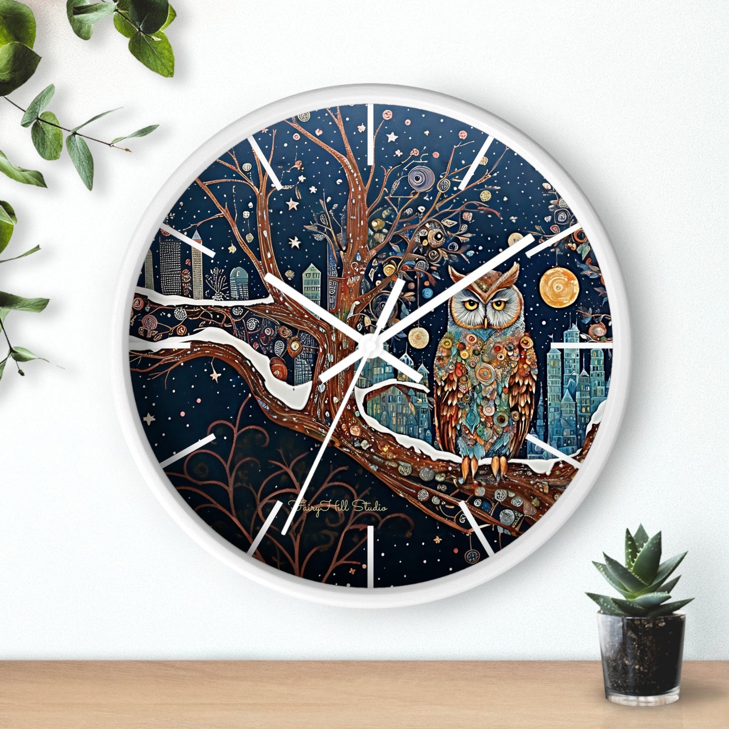 Enchanting Owl Wall Clock, Home Decor, Gift for Fantasy Lovers, Unique Gift, Fairy Tale Decor, Woodland Theme