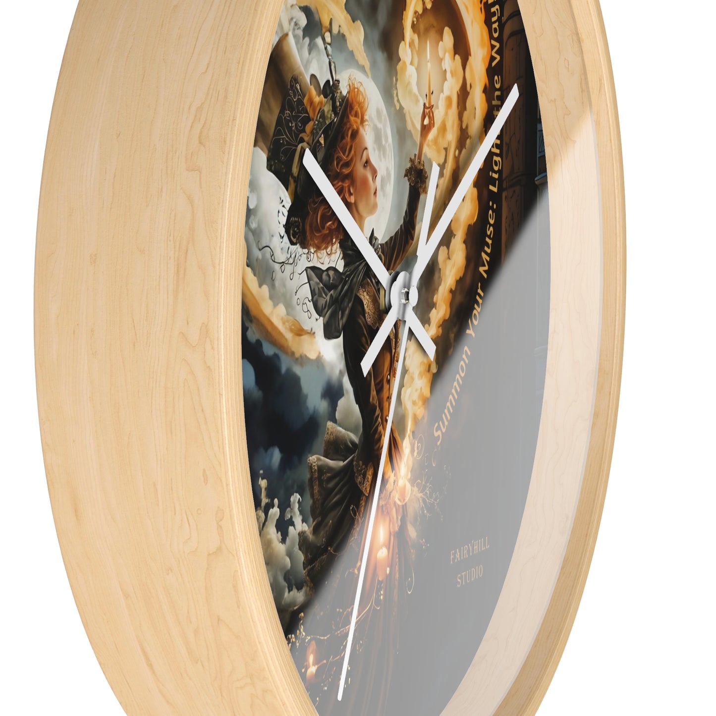 Acrylic Wall Clock - Mad Hatter Fairy Muse with Candle Art by Fairyhill Studio