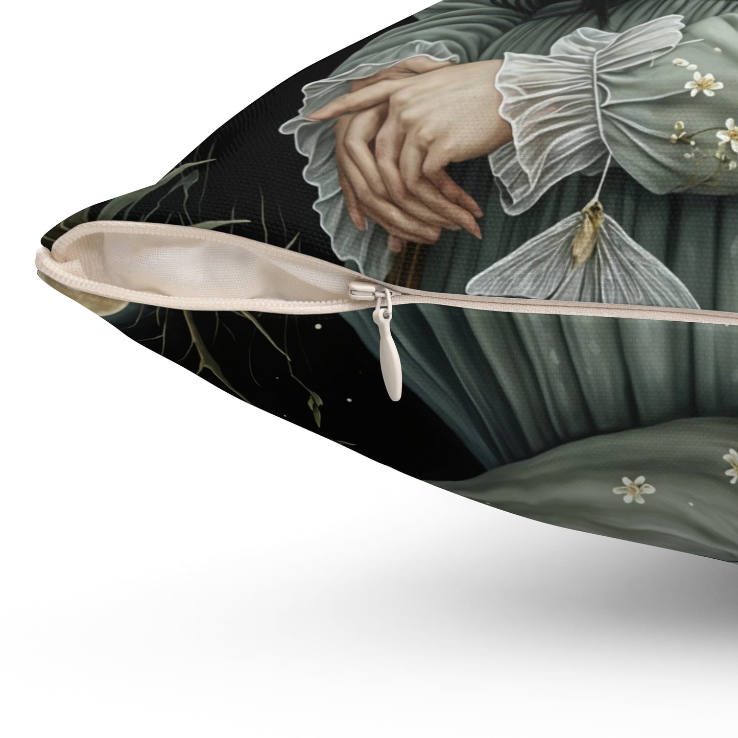 Spun Polyester Square The girl with Dragonfly Pillow