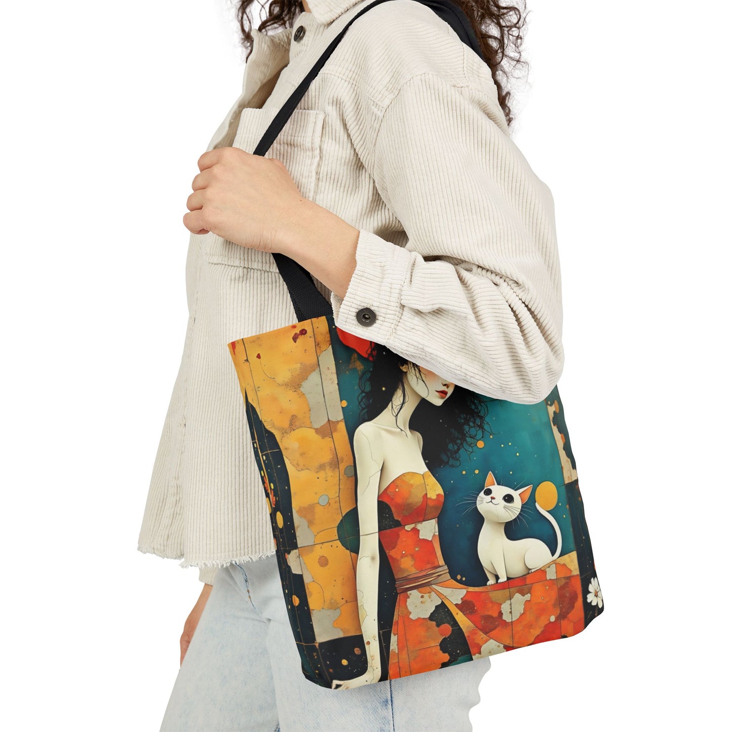 Colorful Cat -Inspired Canvas Tote Bag - Perfect for Beach Days, Eco-Friendly Shopping, and Summer Fun!