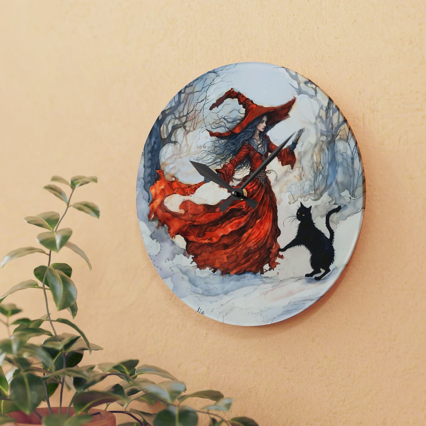 Crimson snow witch - by Fairyhill Studio  Wall clock  Gift   Acrylic Wall Clock