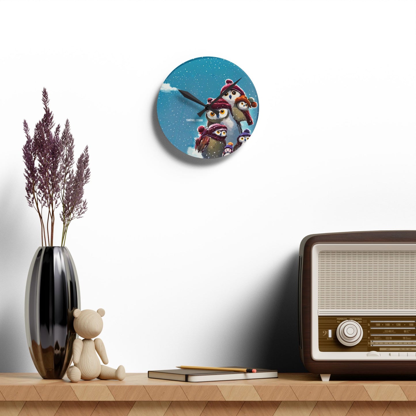 Acrylic Wall Clock Snow Penguins/Art