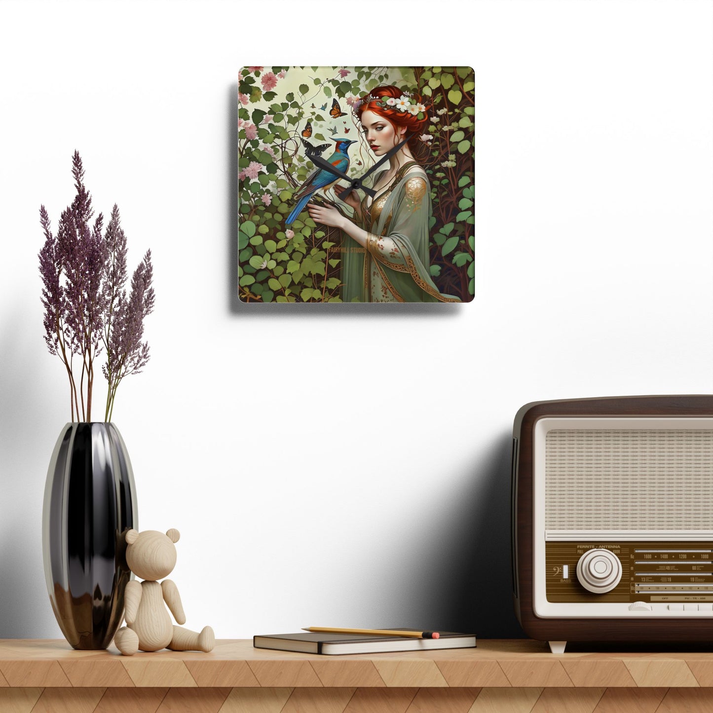 Acrylic Wall Clock Blue Bird/Art