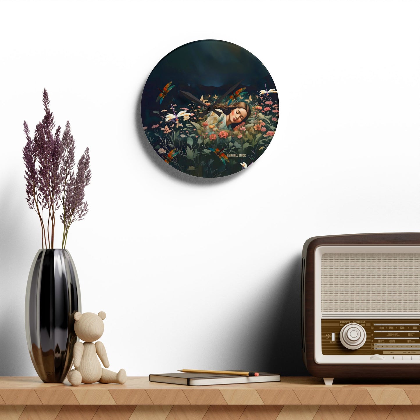 Wall Clock - Midnight Fairy Garden Art