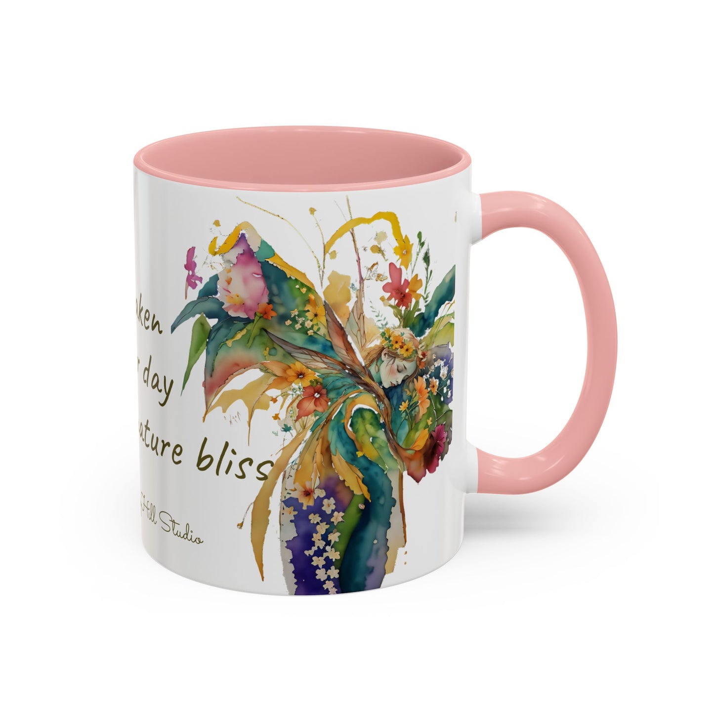 Mug Fairy Angel Blessing Flowers Watercolor Accent Coffee Mug 11 & 15oz