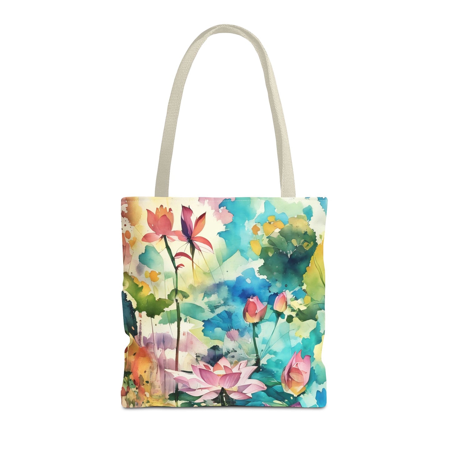 Tote Bag  with lotus flower art(AOP)