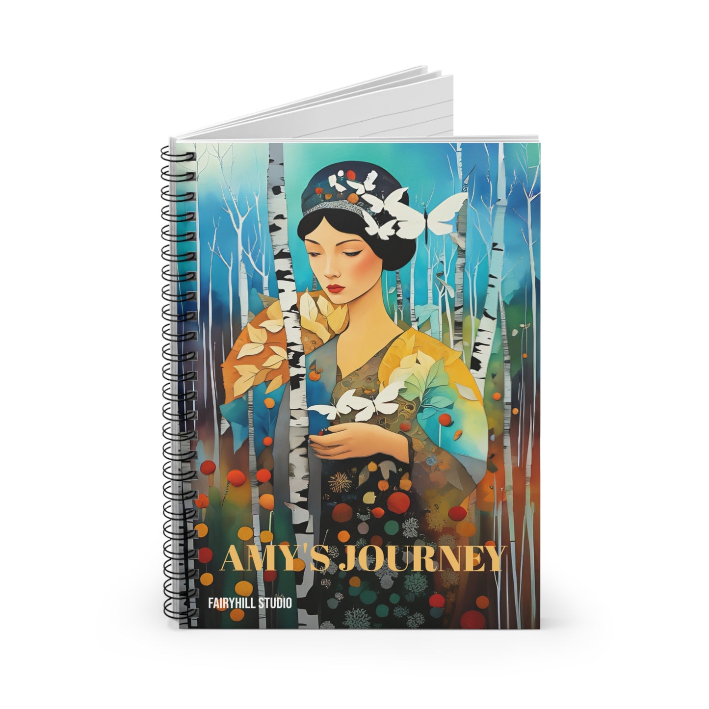 Spiral Notebook - Lovely Girl with Birch Trees