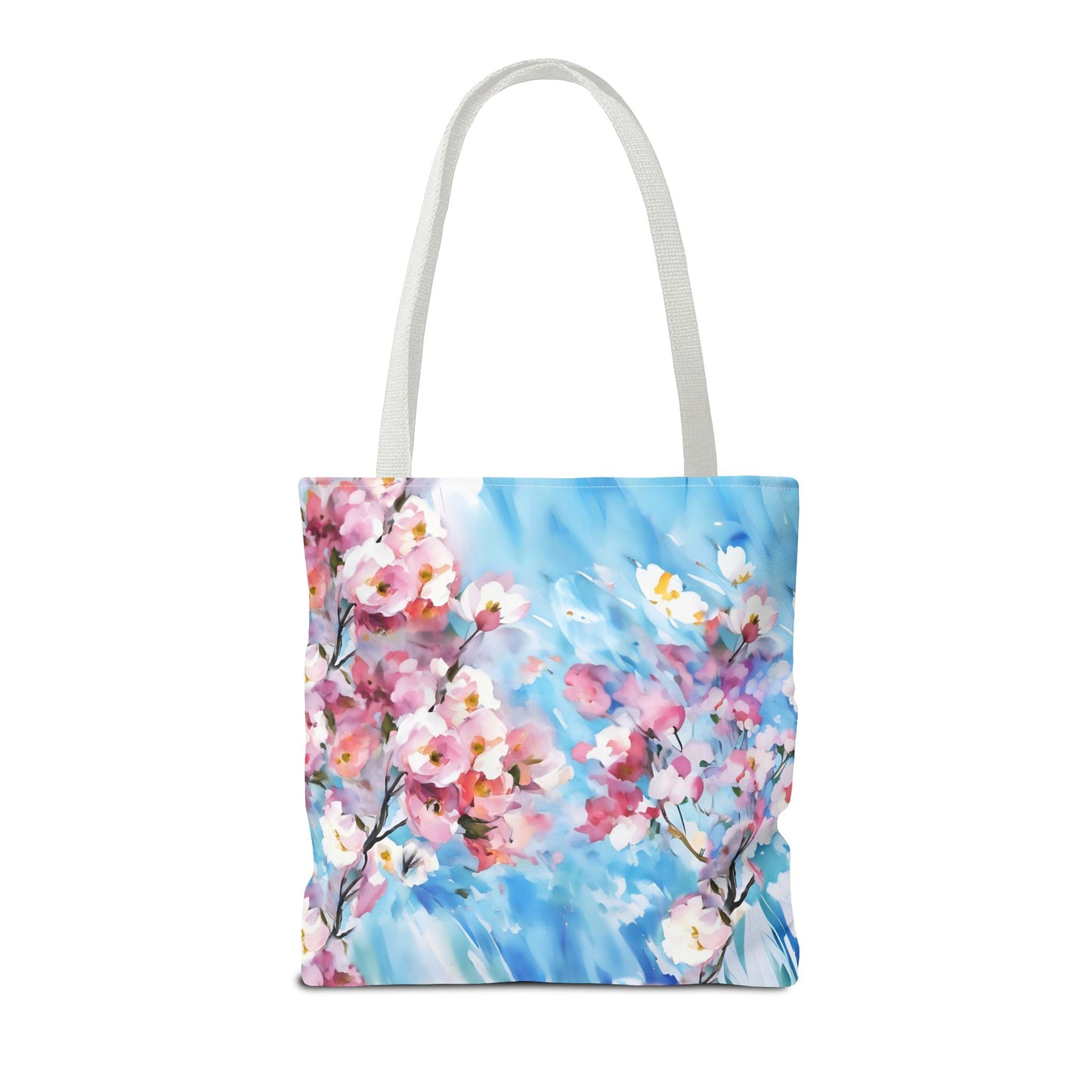 Canvas Tote Bag with Floral Cherry Blossom Design