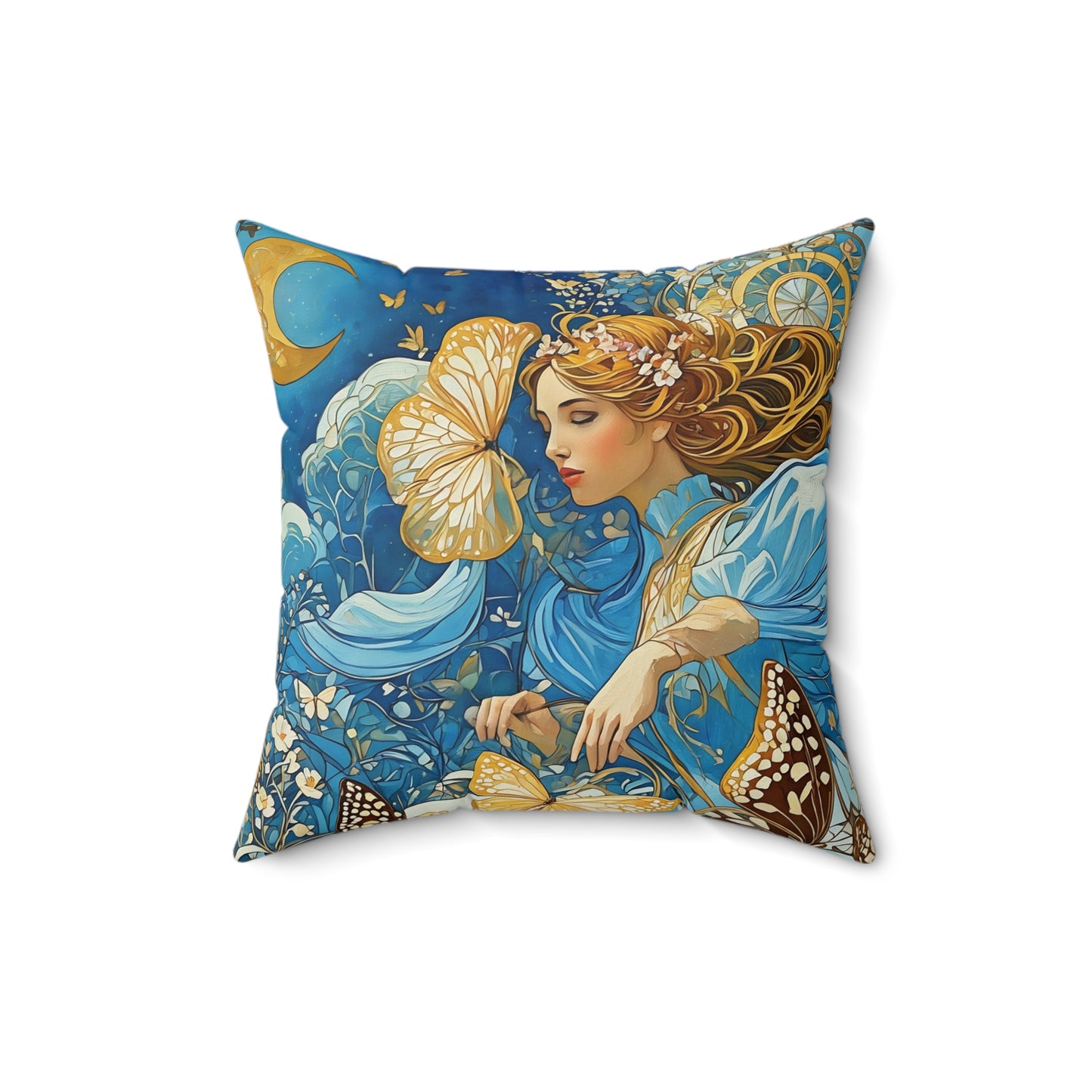 Butterfly Moon Goddess  Square Pillow -  by Fairyhill Studio