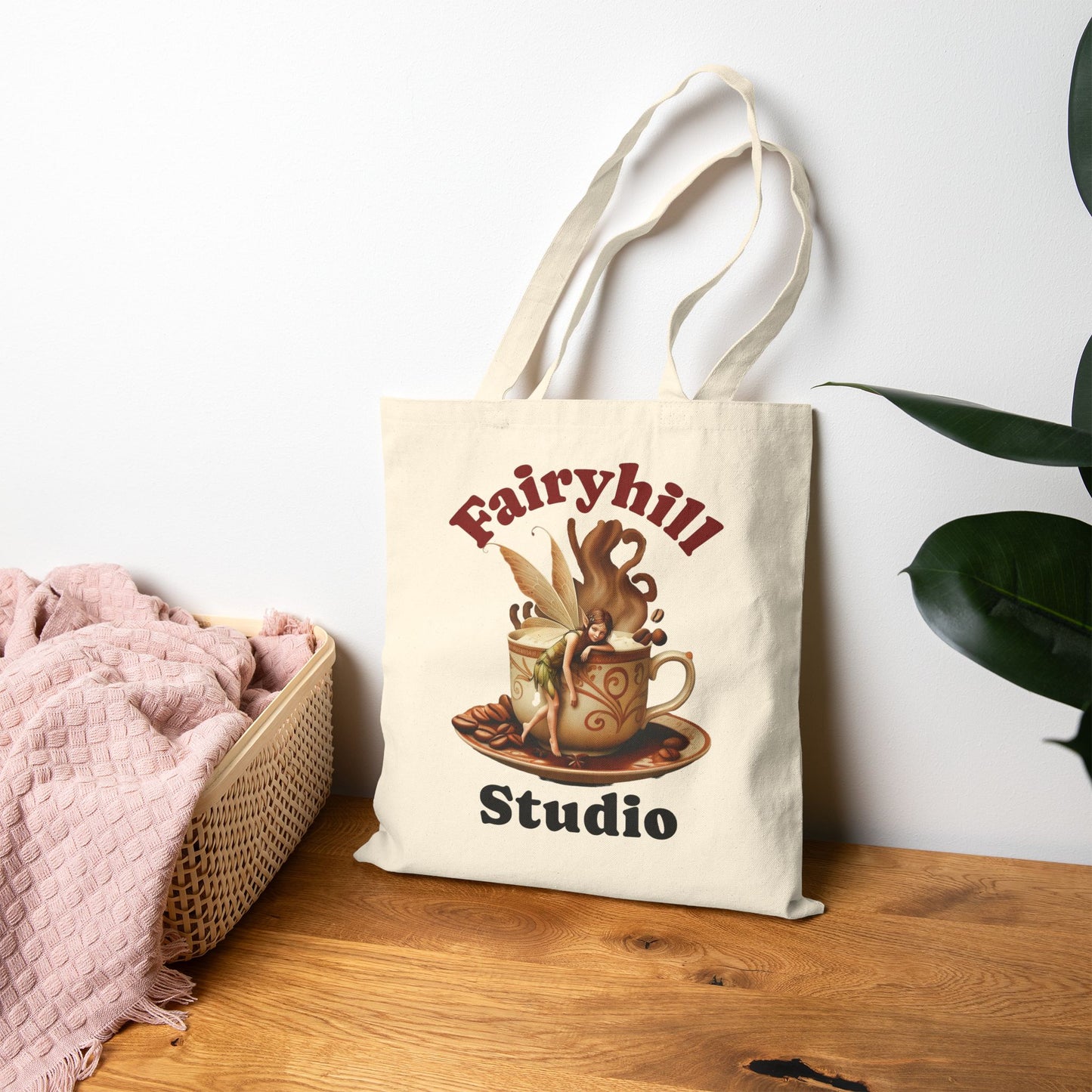 Colorful Coffee  Fairy  Tote Bag, Eco-Friendly Canvas Bag, Reusable Shopping Bag, Artsy Gift for Nature Lovers, Stylish Handbag