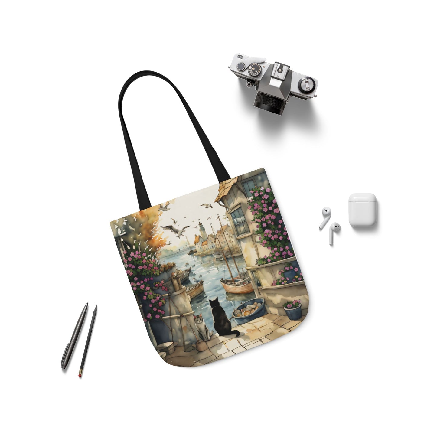 Harbour Cats by  FairyHill Studio - Canvas Tote Bag - Perfect for Beach Days, Eco-Friendly Shopping, and Summer Fun!