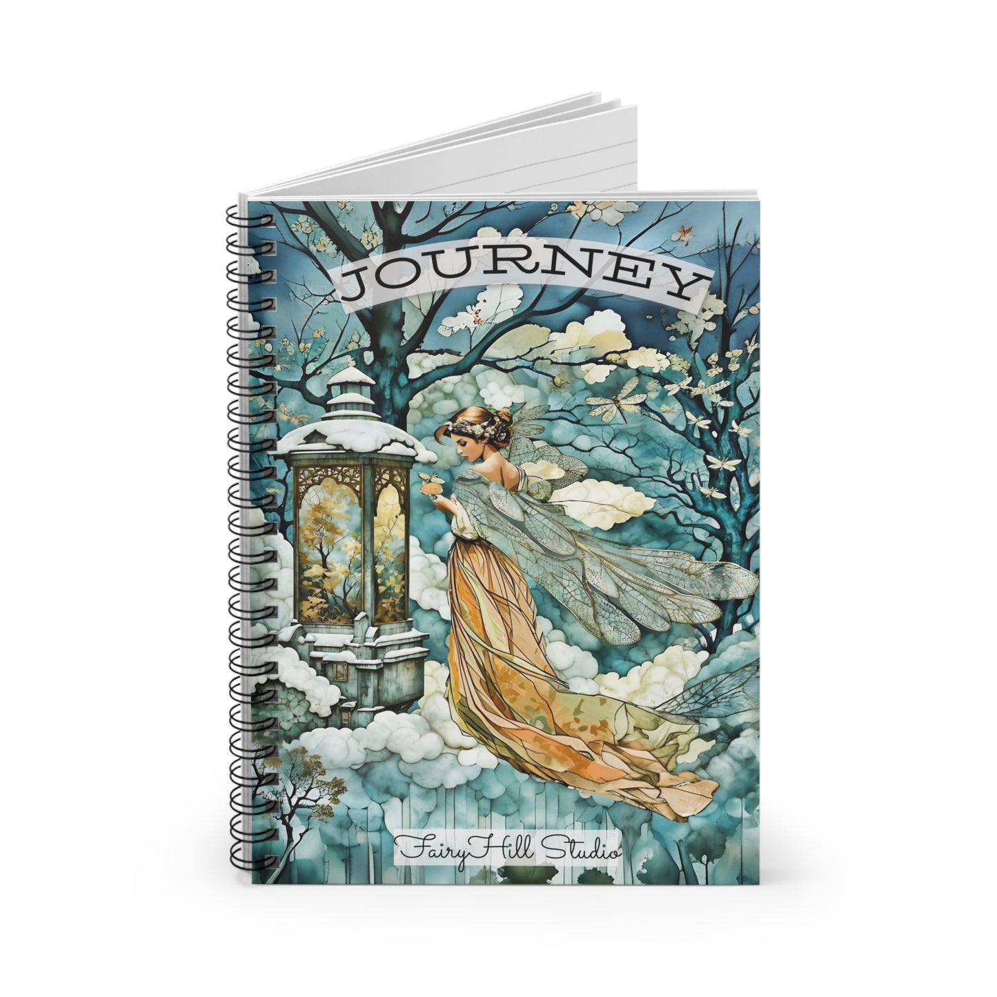 Spiral Notebook - Winter Angel Fairy Lantern Ruled Line
