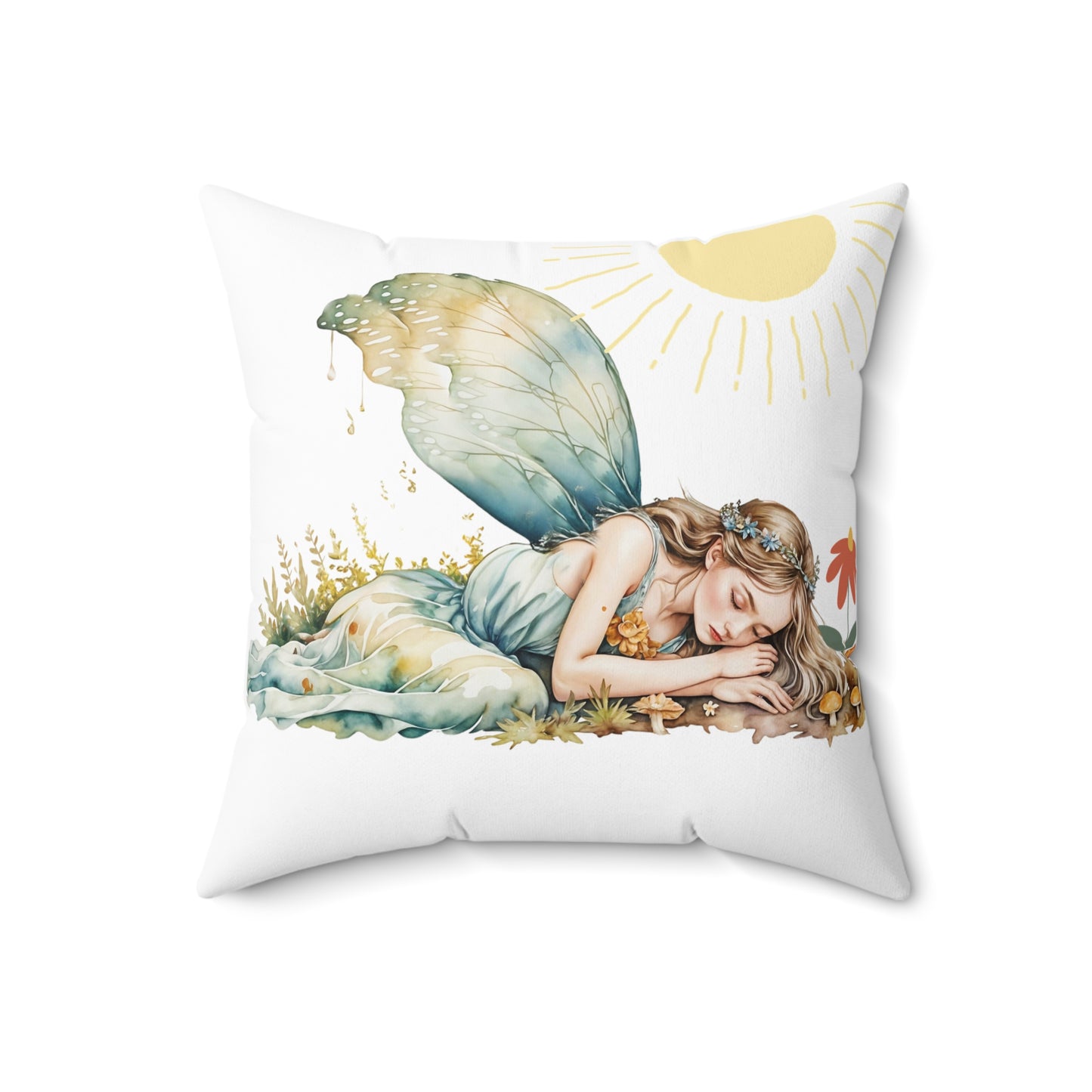 Square Pillow ~Slumbering Fairy  Pillow Art by Fairyhill Studio