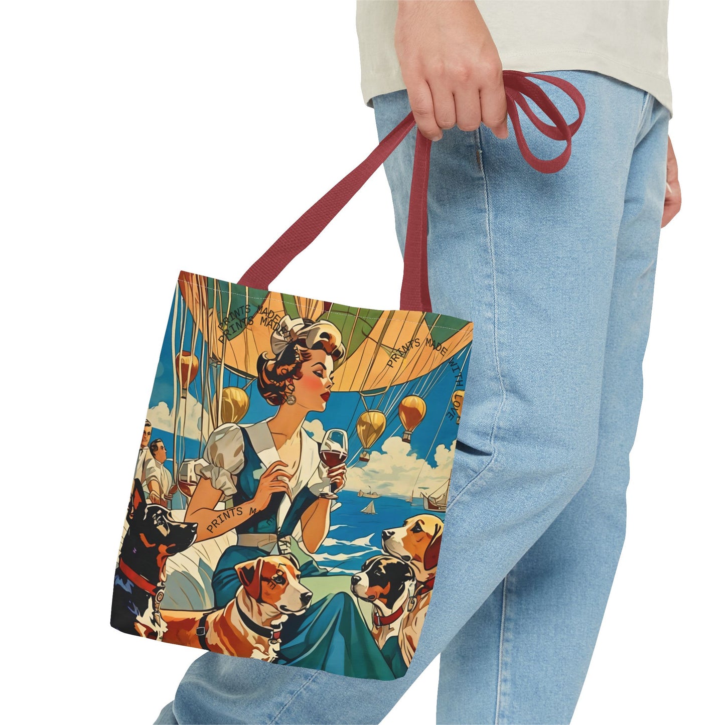 Vintage Hot Air Balloon Dog Lover Tote Bag