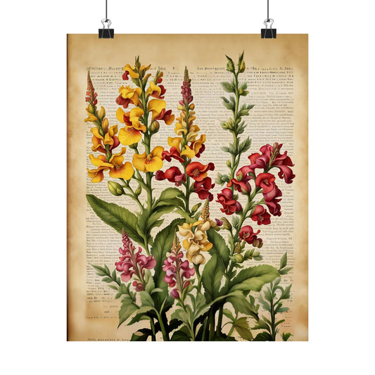 Botanical Vertical Posters - Vintage Antirrhinum Snapdragons