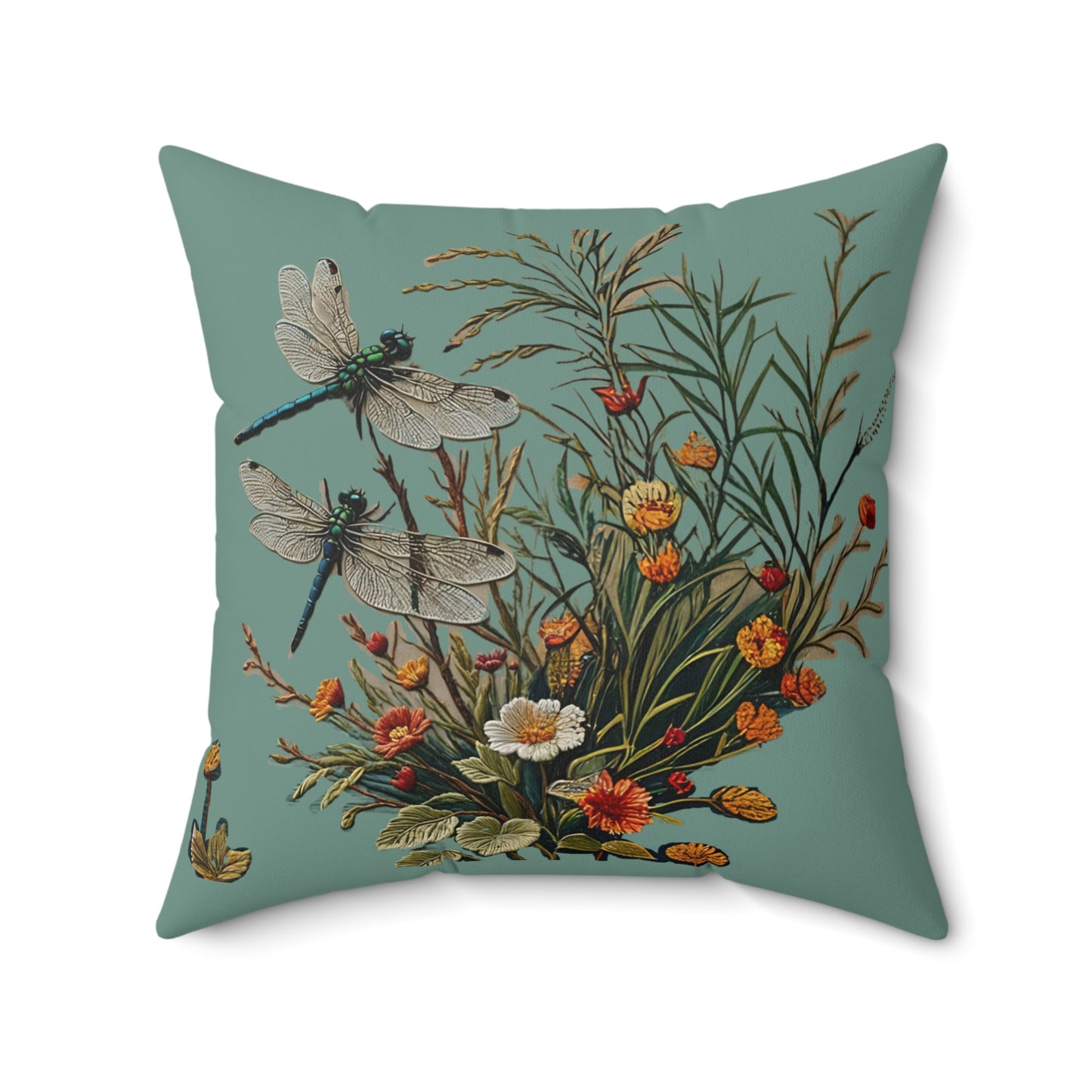 Spun Polyester Square Dragonfly Pillow