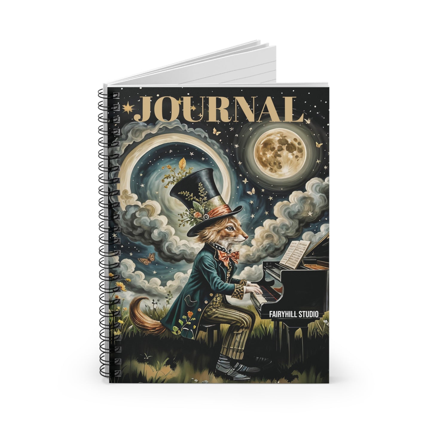MoonLight Sonata Notebook - Ruled Line coffee  Spiral Journal