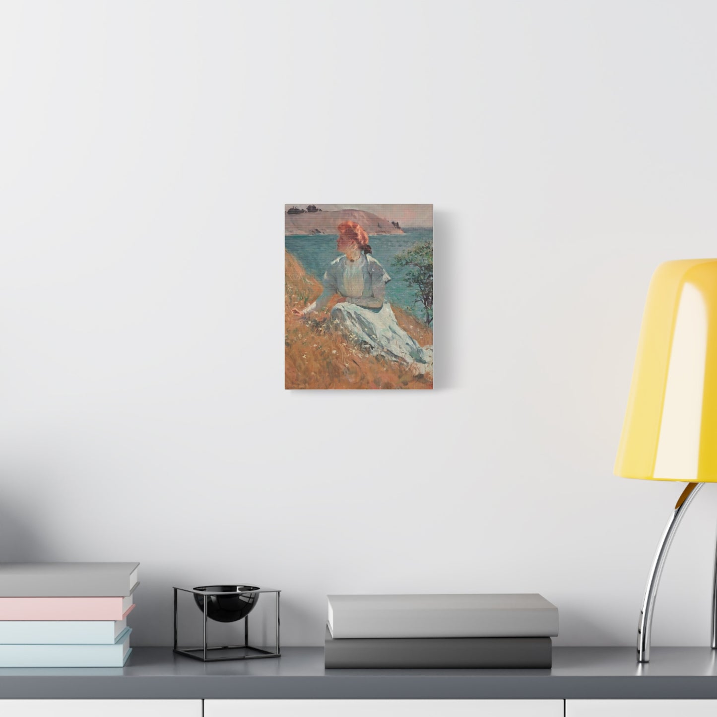 Canvas Art - Monet Style Floral Serenity with Elegant Woman and Flower Basket, Stretched Matte 1 25"
