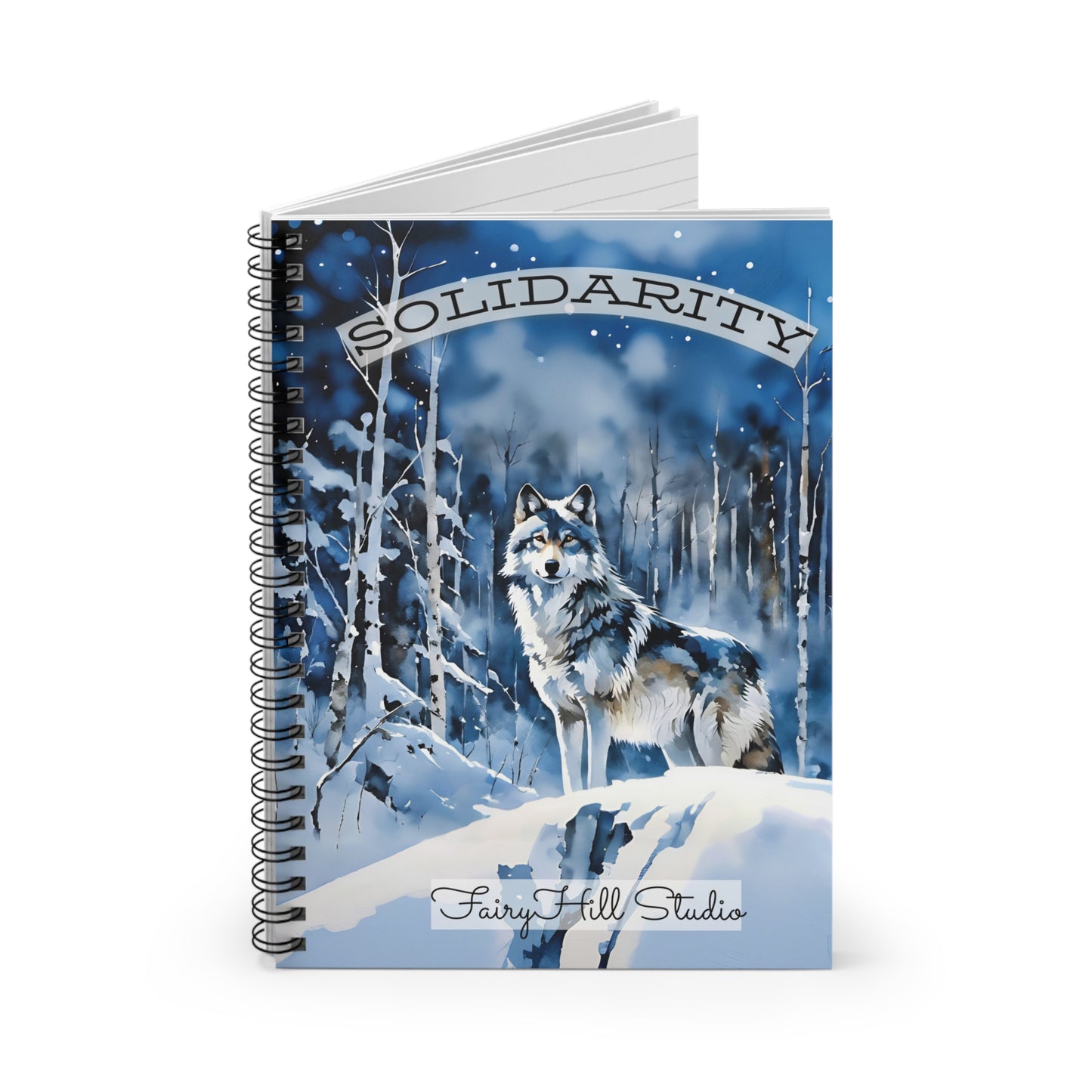 Notebook - Winter Wolf Art, Ruled Line Spiral Notebook