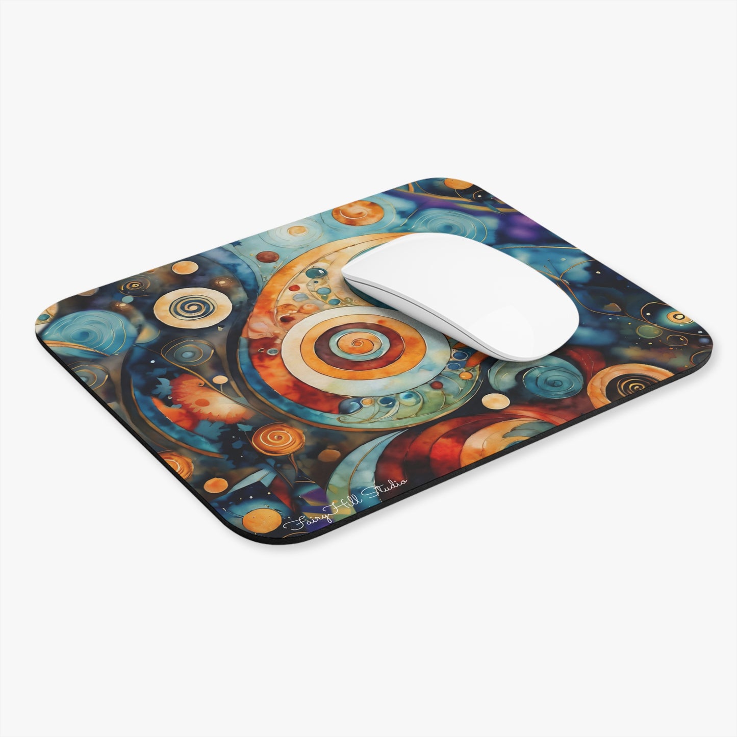 Mouse Pad - Cosmic Swirls Colorful Abstract Art Desk Accessory