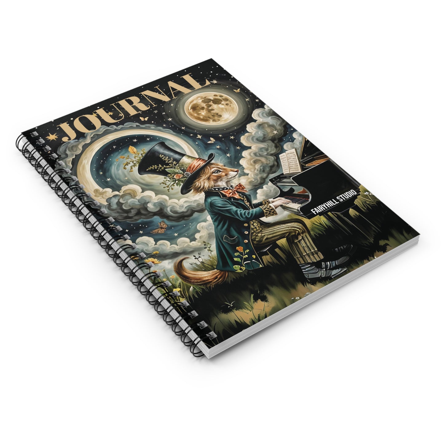 MoonLight Sonata Notebook - Ruled Line coffee  Spiral Journal