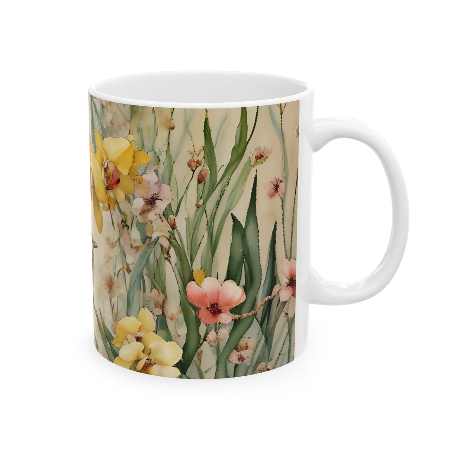 Mug - Bird in Yellow Summer Flowers, Fairyhill Studio Art