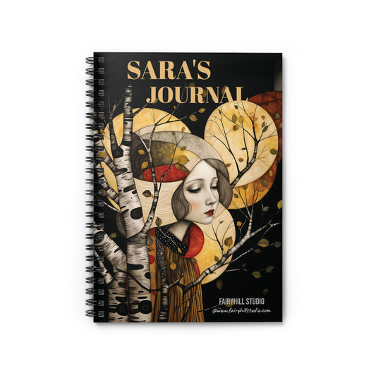 Ruled Line Spiral Notebook - Dream State Personalized Journal with Girl and Moon Design