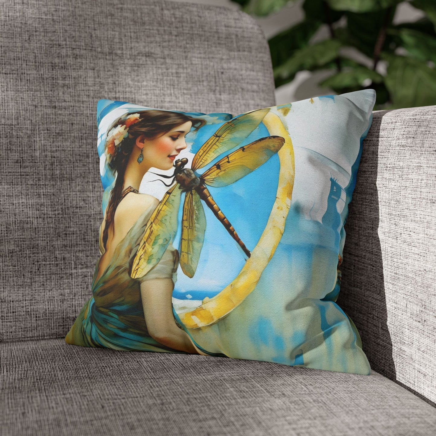 Elegant Dragonfly Art Pillowcase | Decorative Cushion Cover, Home Decor, Gift Idea, Bohemian Style, Christmas Decoration