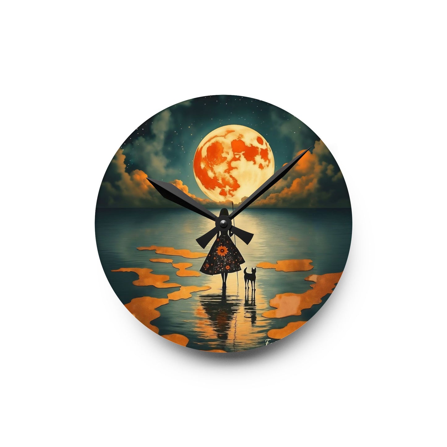 Girl with a fullmoon balloon   Wall clock  Gift   Acrylic Wall Clock