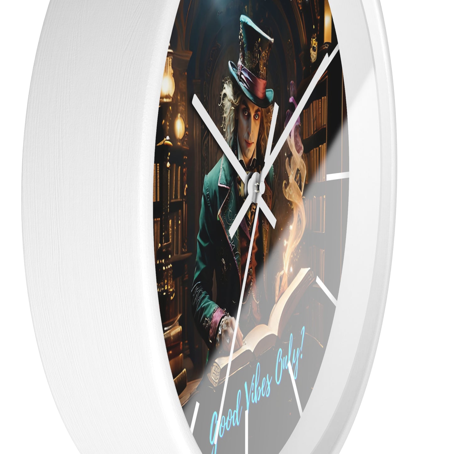 Wall Clock - Good Vibes Only - Mad hatter and Books Art