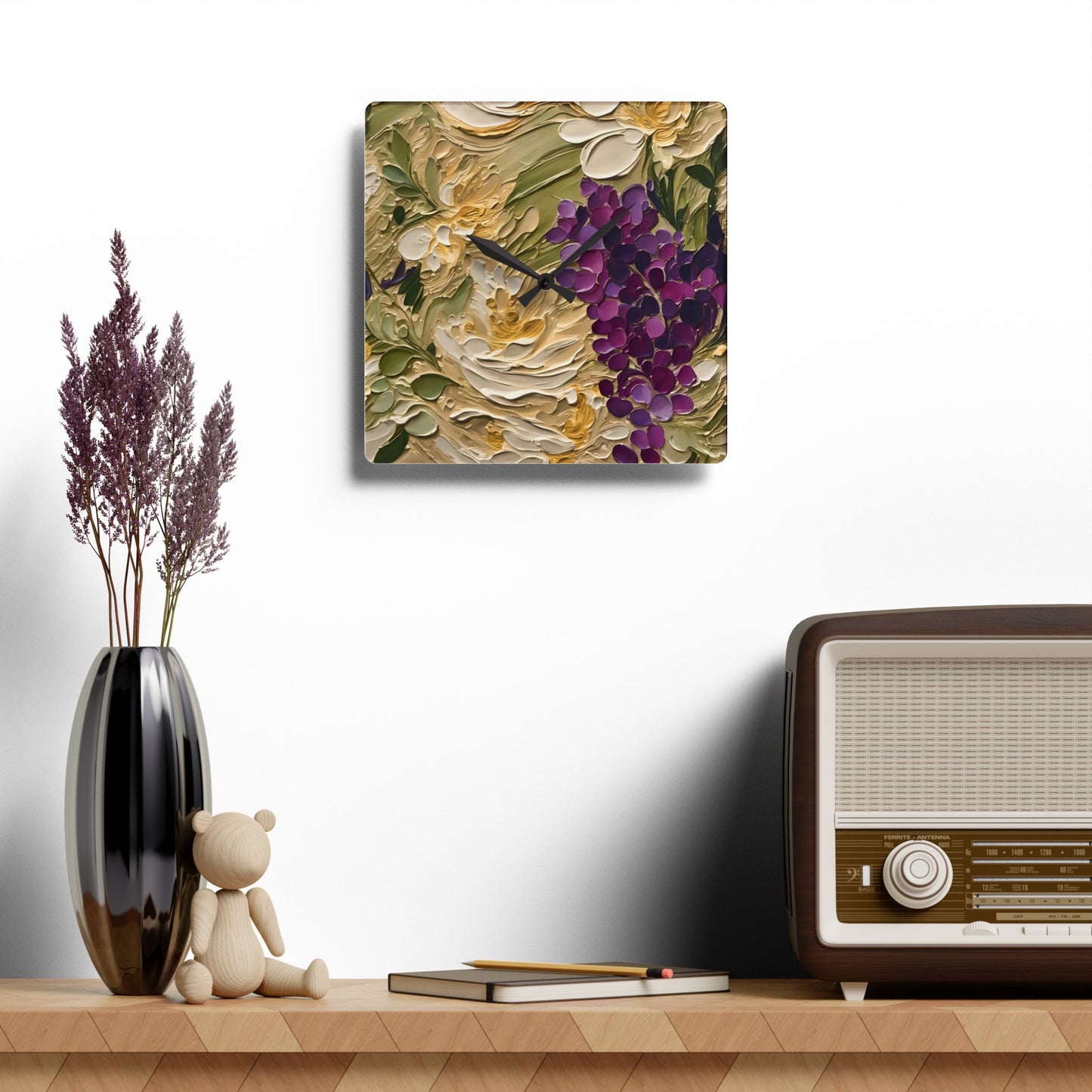 Grapes Wall Clock - Impasto Art Design