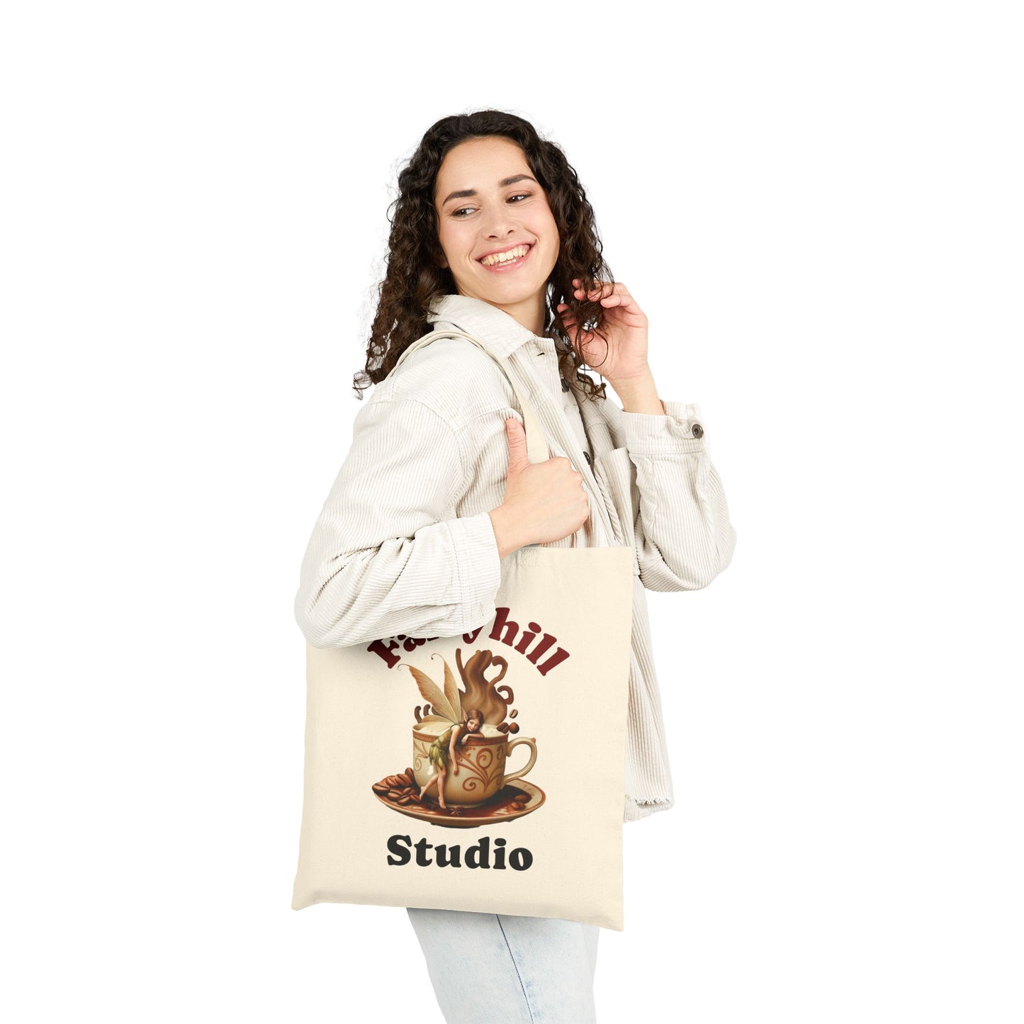 Colorful Coffee  Fairy  Tote Bag, Eco-Friendly Canvas Bag, Reusable Shopping Bag, Artsy Gift for Nature Lovers, Stylish Handbag
