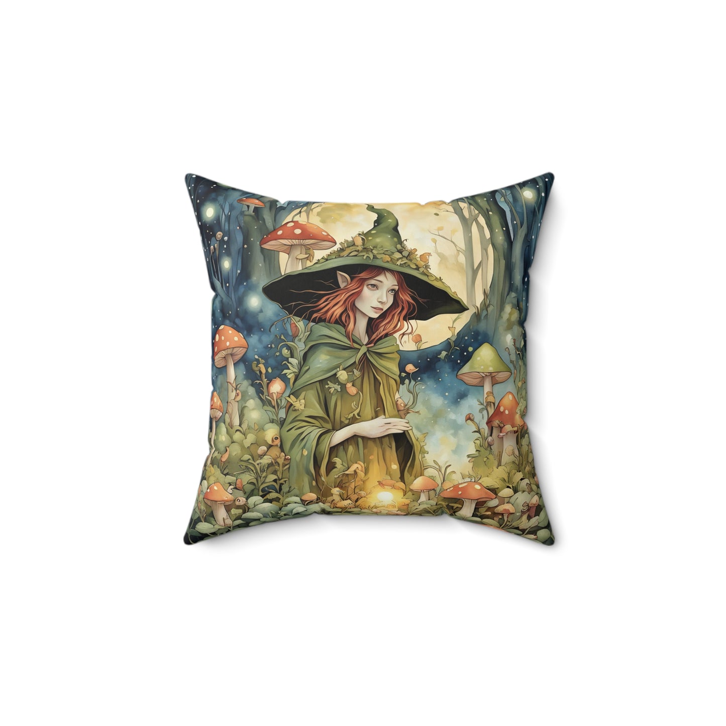 Forest Moon Fairy Square Pillow -  by Fairyhill Studio