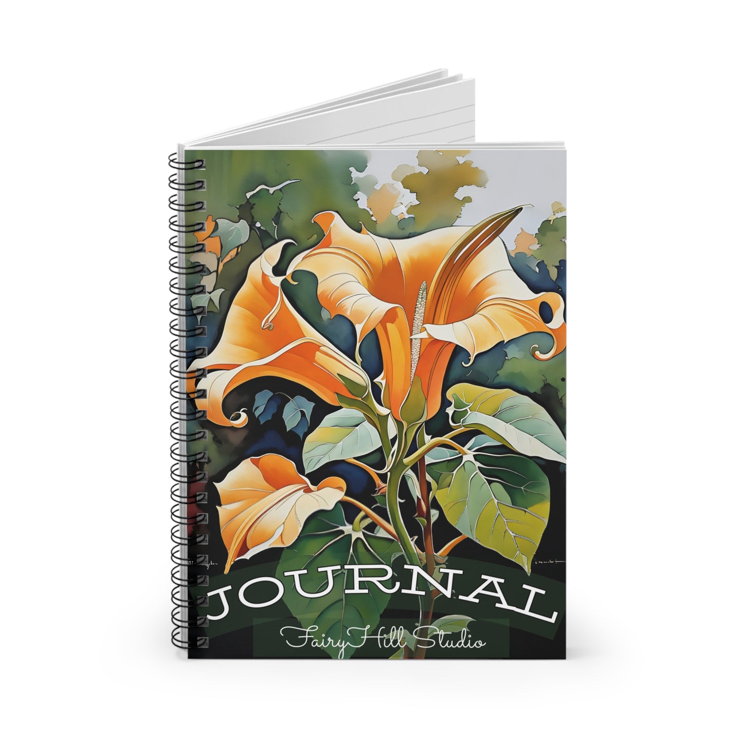 Notebook - Angel Trumpet Flower Art Ruled Line
