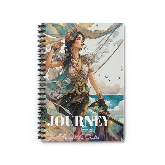 Spiral Notebook - Pirate Wench Sea Journey Watercolor Art Ruled Line