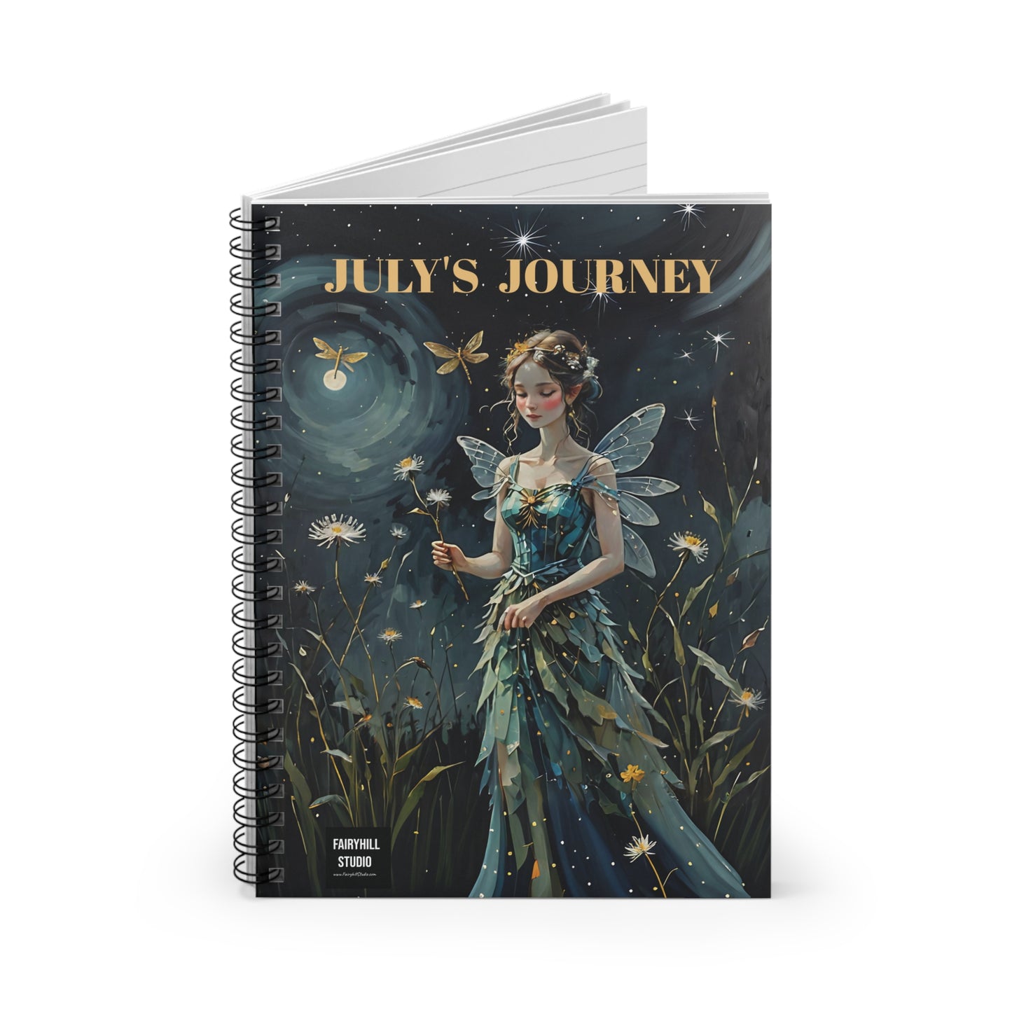 Dragonfly and Dandelions Personalized  Spiral Notebook - Ruled Line