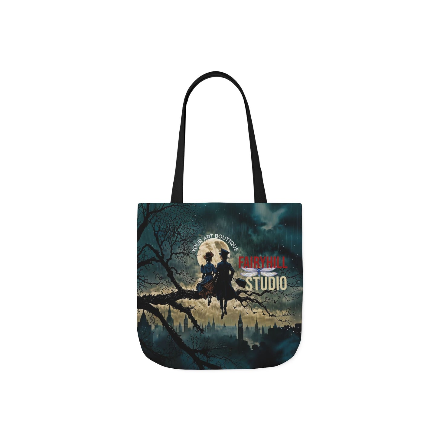 London moon under Rain Canvas Tote Bag - Perfect for Beach Days, Eco-Friendly Shopping, and Summer Fun!
