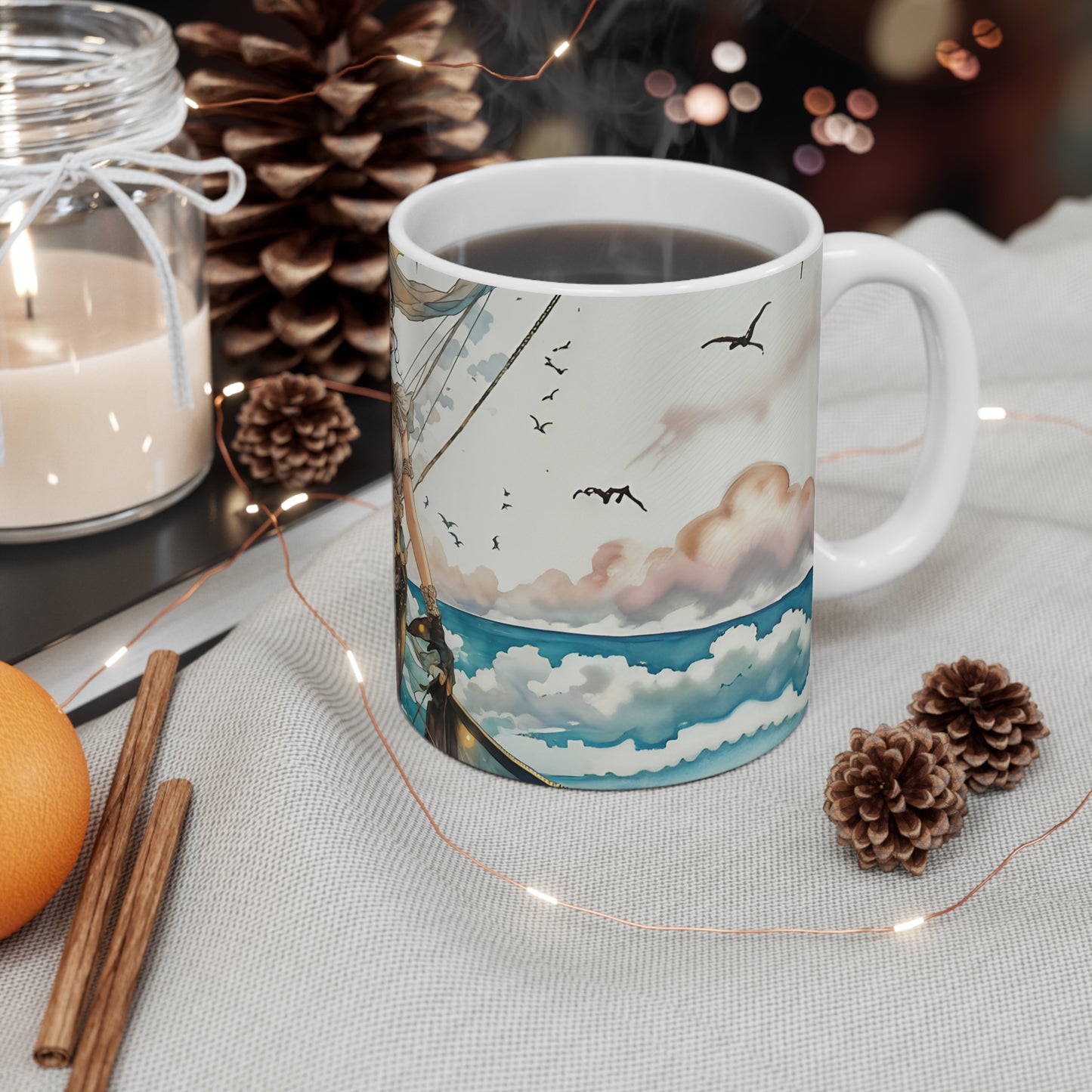 Elegant Floral Art Mug - 11oz Coffee Cup for Coffee Art Lovers