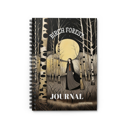 Midnight Birch forest Journal  Gift notebook - Customized Journal  Notebook Gift Spiral Notebook - Ruled Line